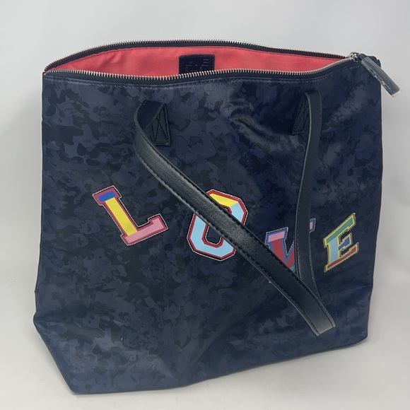 NEW Ellen Degeneres LOVE Black & Grey Nylon Tote Bag - Picture 6 of 12